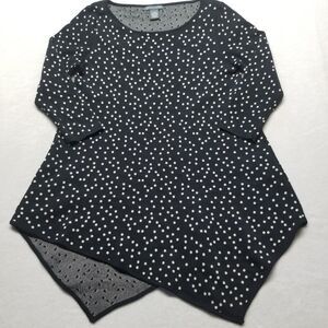 Chelsea and Theodore Small Sweater Asymmetric Hem Sparkle Dots 3/4 Sleeve Witchy